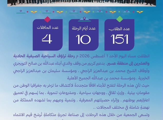 انطلاق رحلة تراؤف السياحية الصيفية الحادية والعشرين إلى منطقة عسير